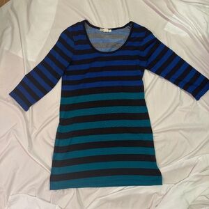 Derrick Heart Striped Sweater Tunic -  Stretchy, 3/4 length sleeves - L